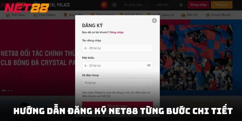 Hướng dẫn đăng ký NET88 từng bước chi tiết