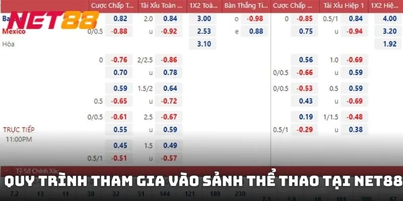 Quy trình tham gia vào sảnh thể thao tại NET88 nhanh chóng